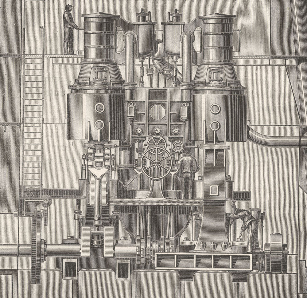SEINE-MARITIME. Le Havre. de face machines du paquebot Canada 1880 old print